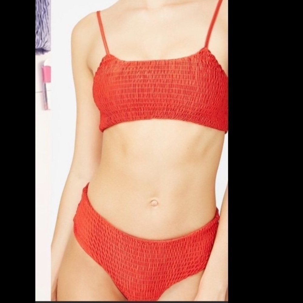 Etophe Studios Swimsuit Red Smocked Bikini S/M